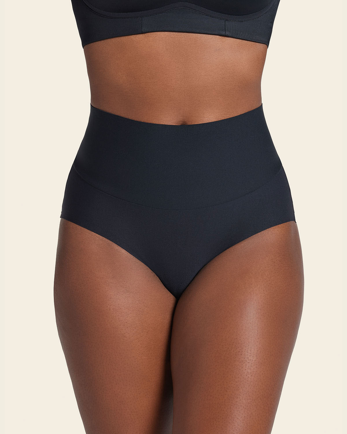 High-Tech High-Waisted Classic Sculpting Panty#color_s01-black-golden-beige