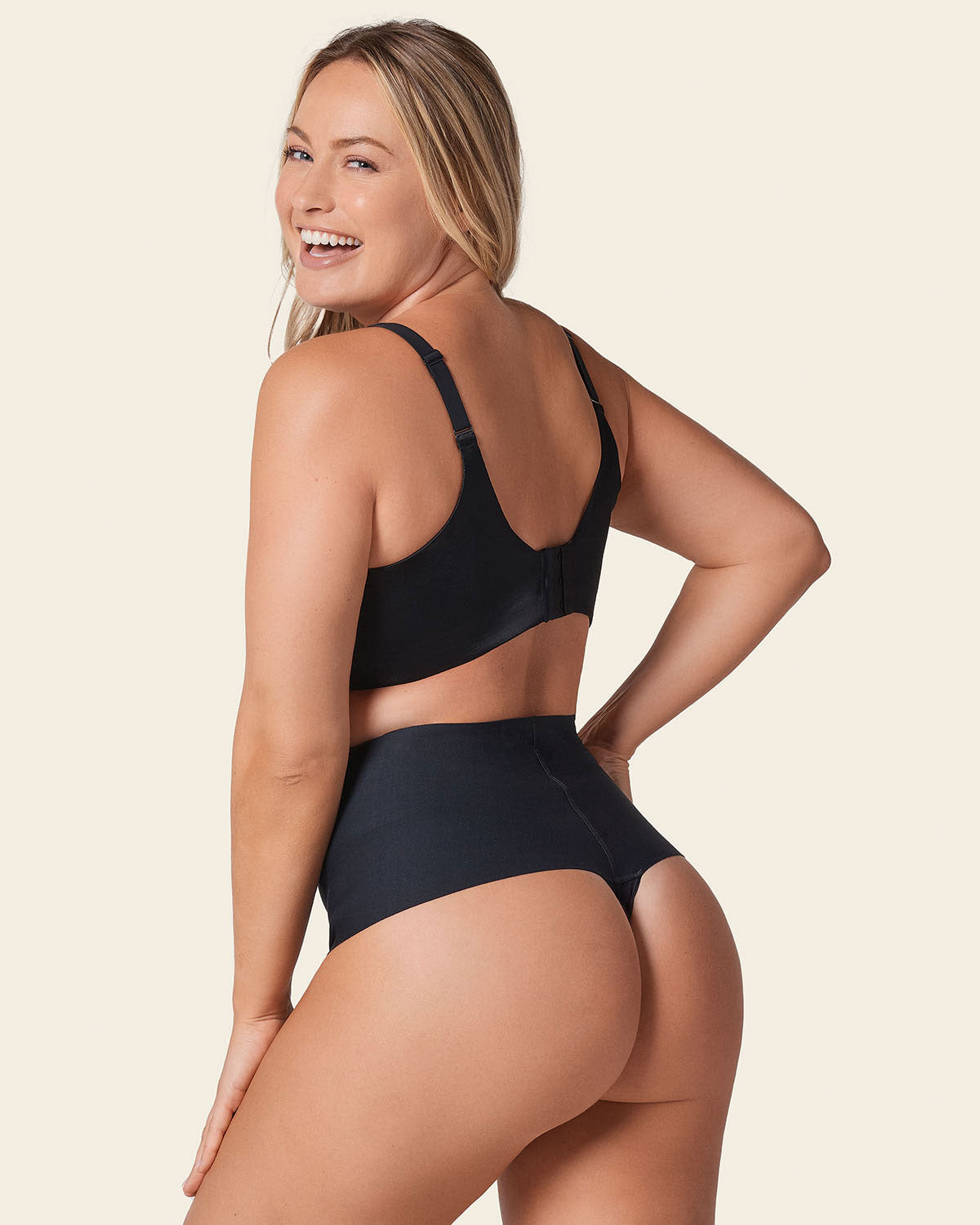 High-Tech High-Waisted Sculpting Thong#color_s01-black-golden-beige