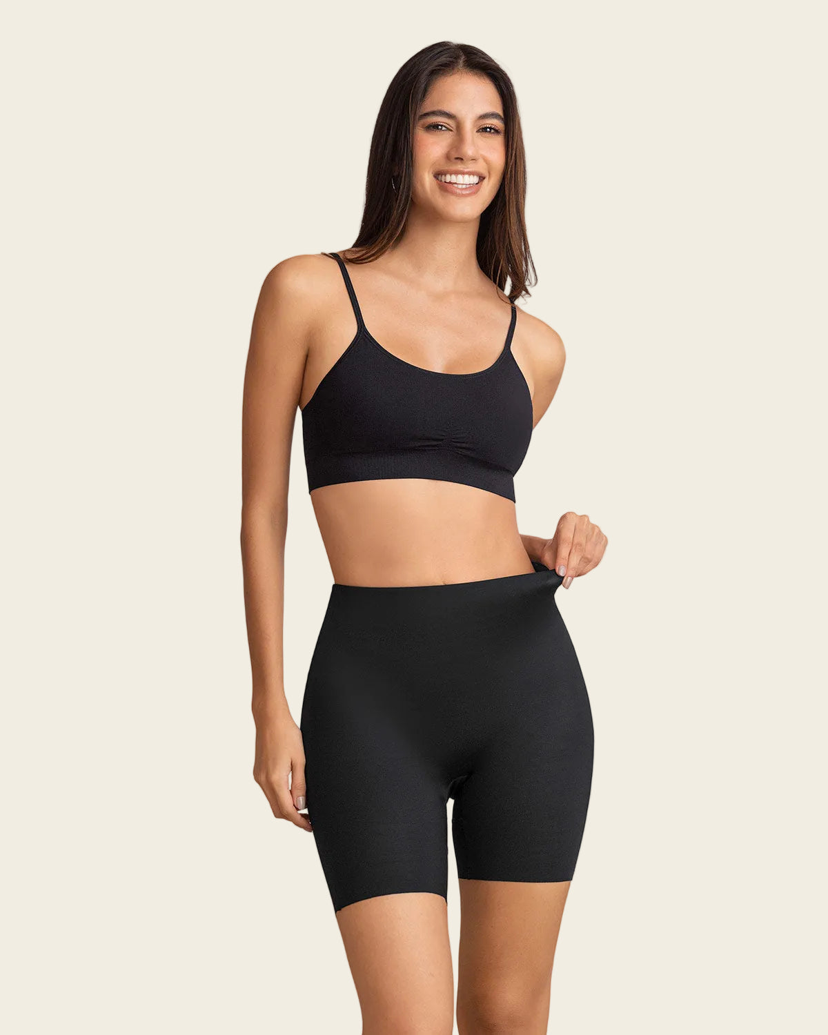 High-Waisted Mid-Thigh Shaper Short#color_700-black