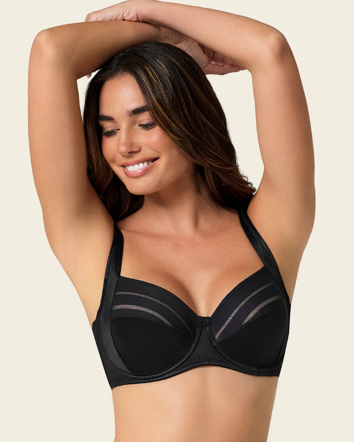 Lace stripe natural support classic bra#color_700-black
