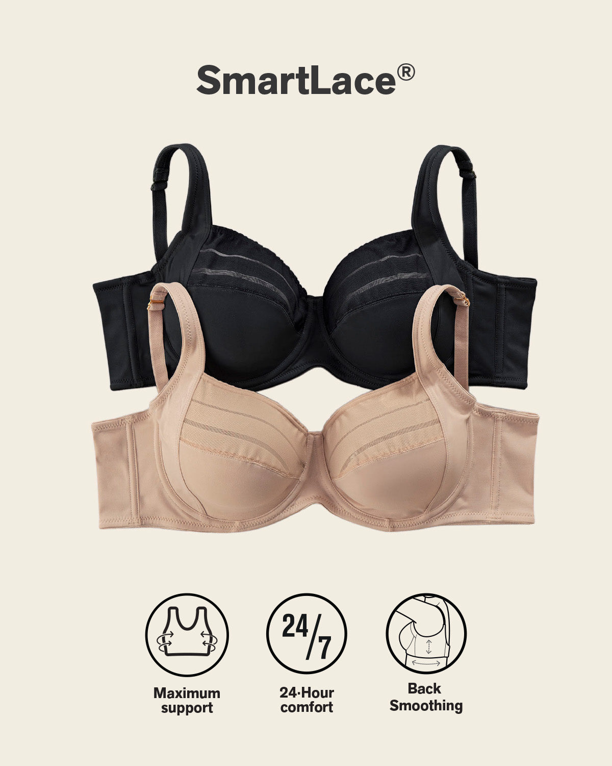 Lace stripe natural support classic bra#color_802-nude