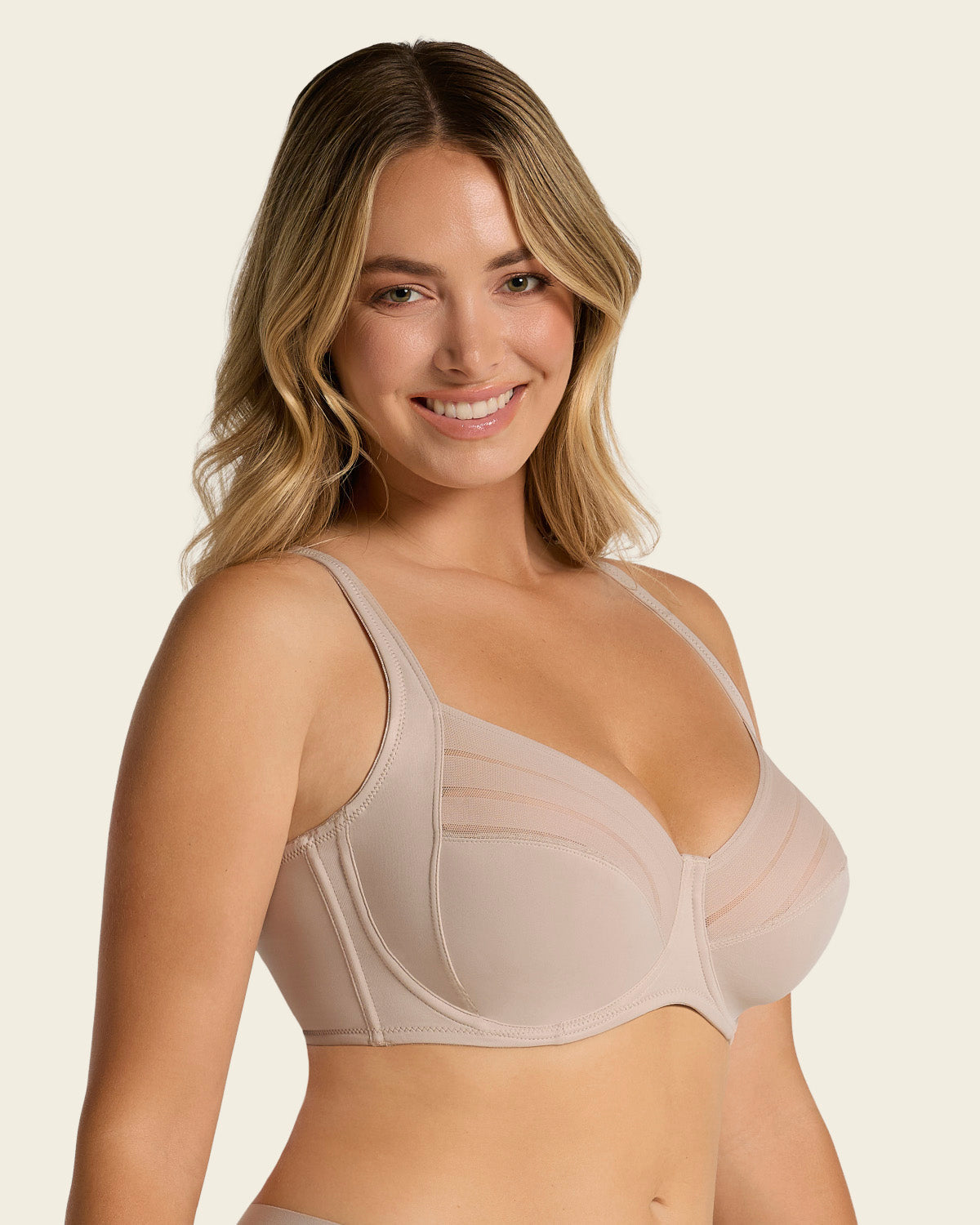 Lace stripe natural support classic bra#color_802-nude