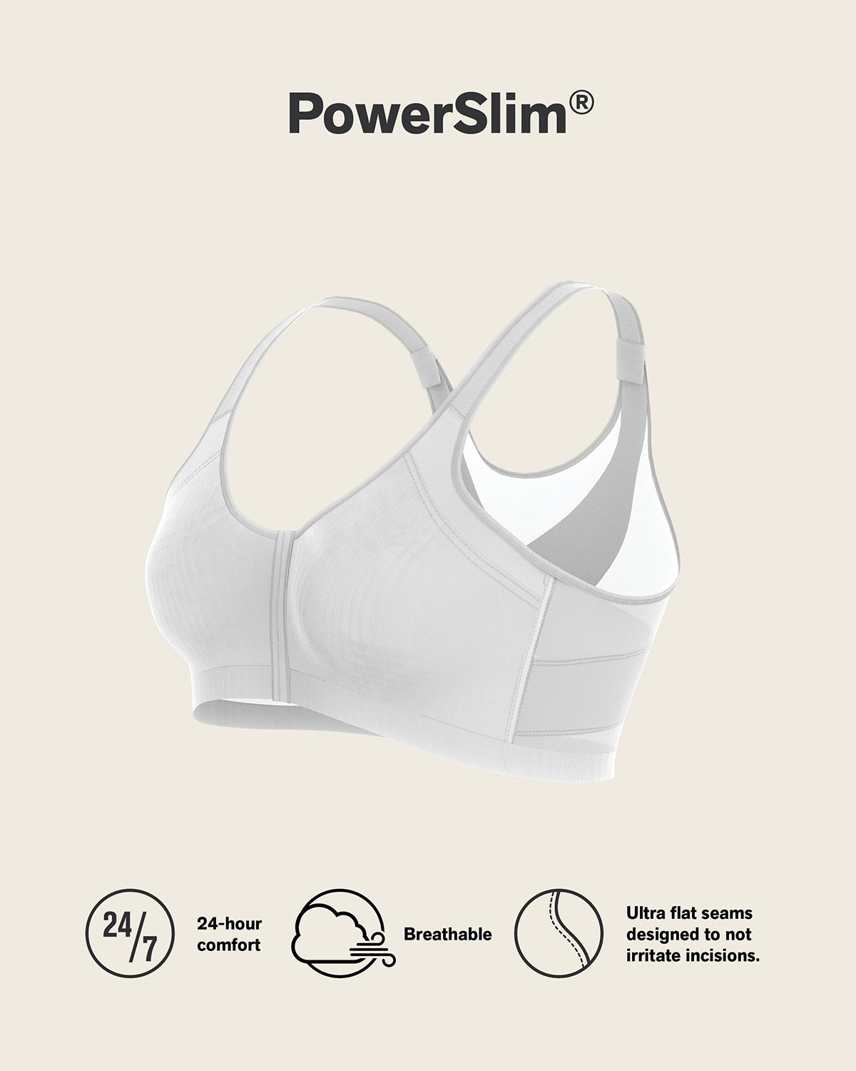 Stage 1 post-surgical wireless bra with front closure#color_000-white