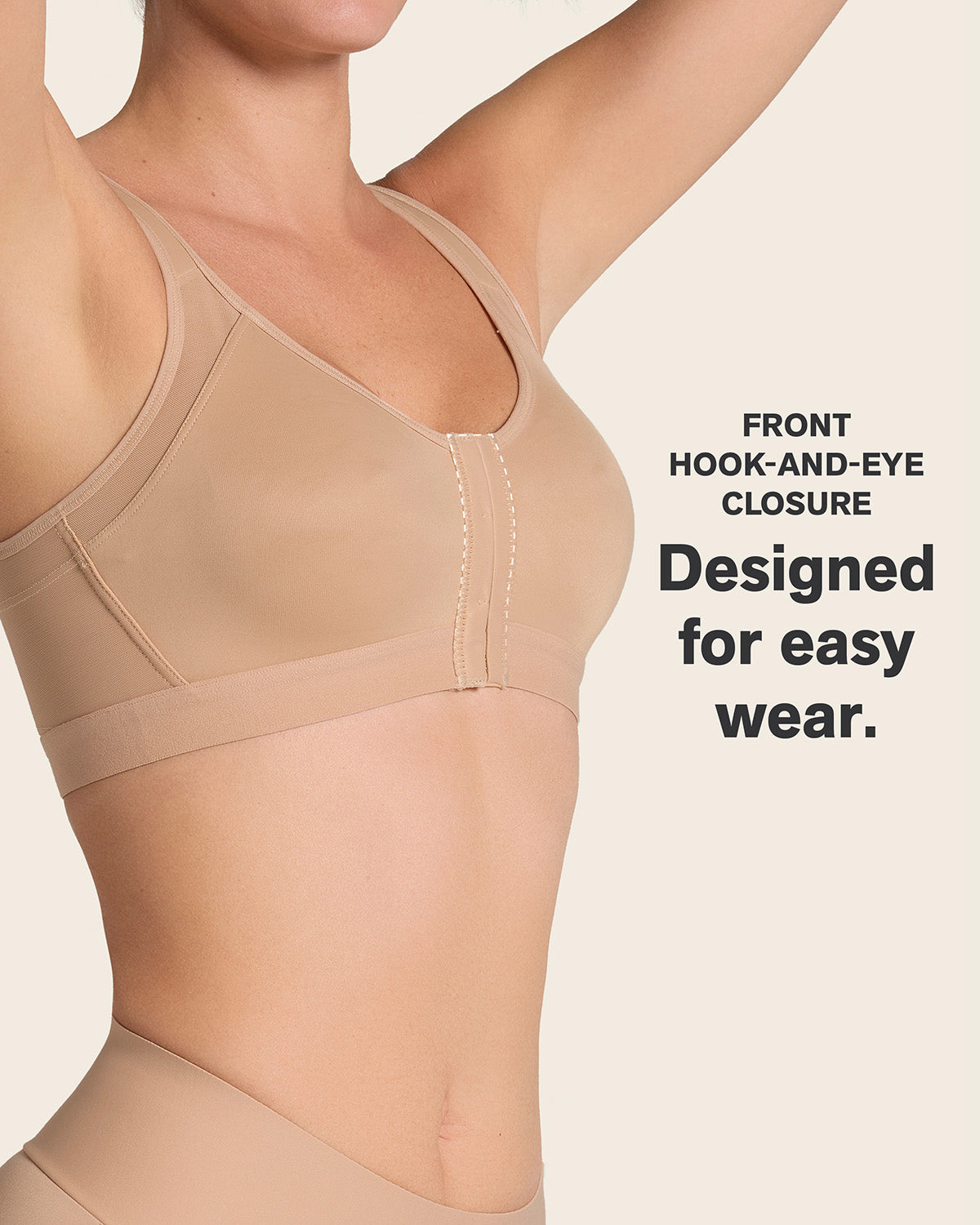 Post-Surgical Wireless Bra with Front Closure#color_801-golden-beige