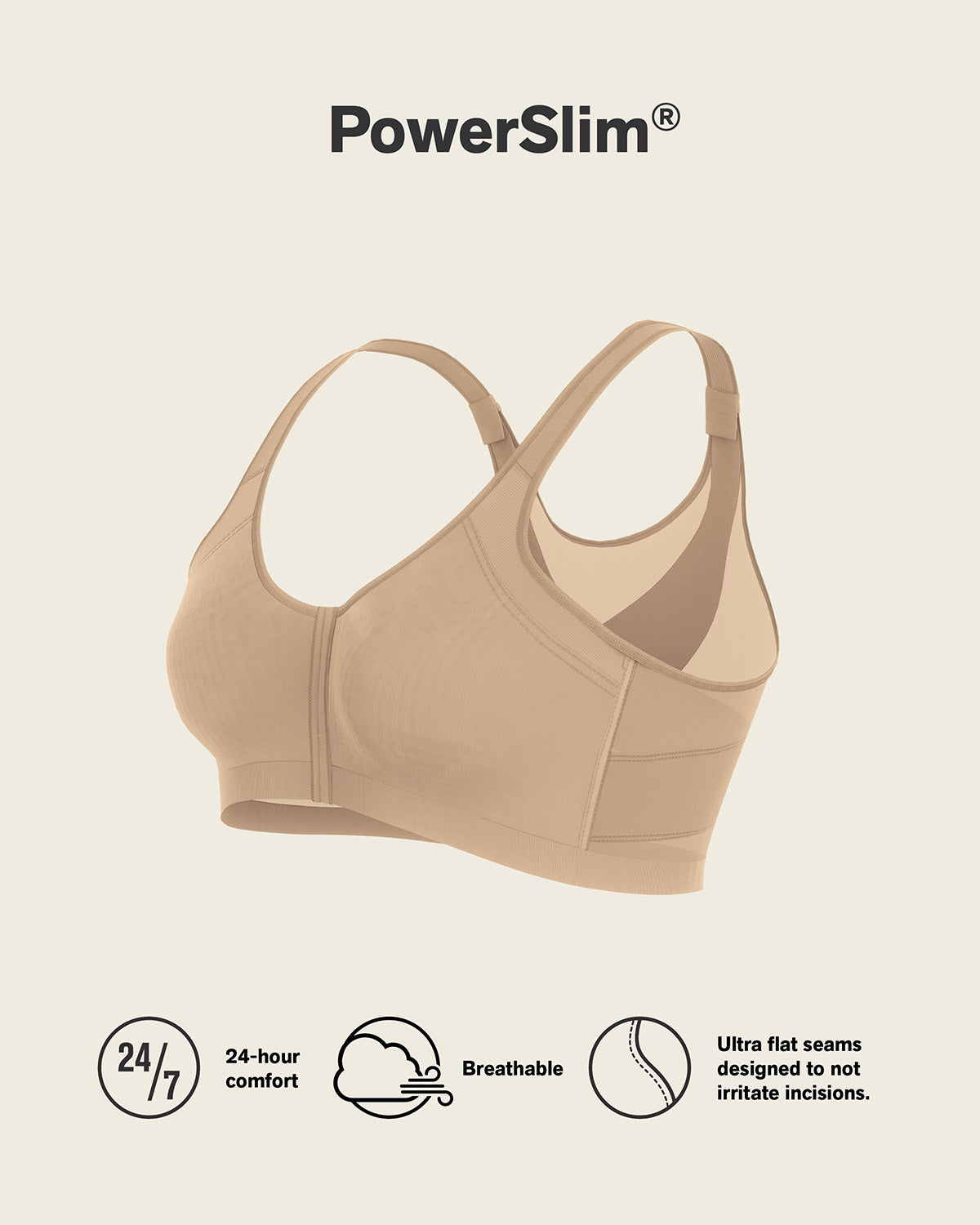 Post-Surgical Wireless Bra with Front Closure#color_801-golden-beige