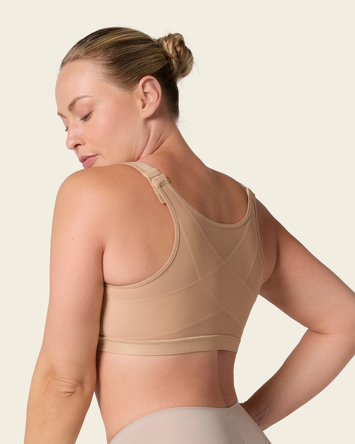 Post-Surgical Wireless Bra with Front Closure#color_801-golden-beige