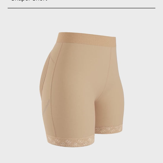 Mid-rise sculpting butt lifter shaper short#color_880-natural-tan