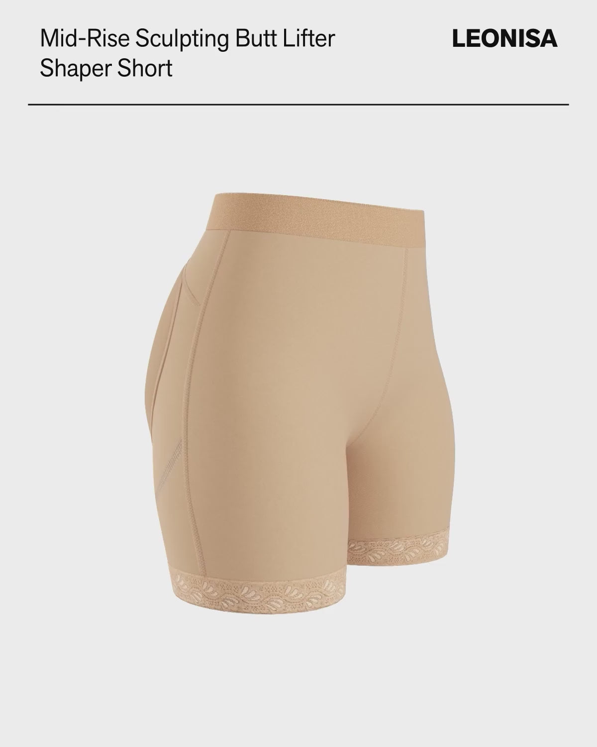 Mid-rise sculpting butt lifter shaper short#color_880-natural-tan